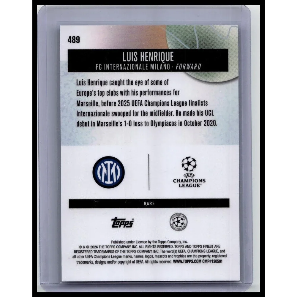 2025-26 Finest UEFA Luis Henrique #489 Inter Milan Blue Checkerboard #/49
